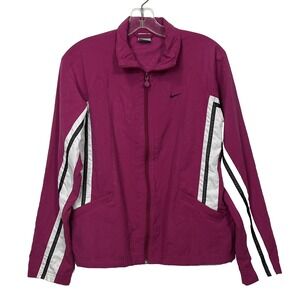 Nike Women's Track Jacket Full Zip Pink White‎ Black Sportswear Athletic Size L